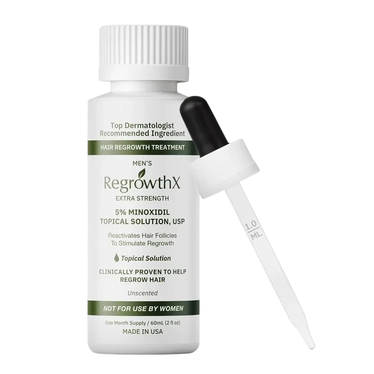 RegrowthX Minoxidil 5% Serum Box & Bottle